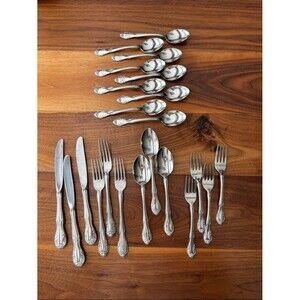 Gorham Musette Stainless Gorhamcraft Glossy Silverware Flatware Set 22 Piece